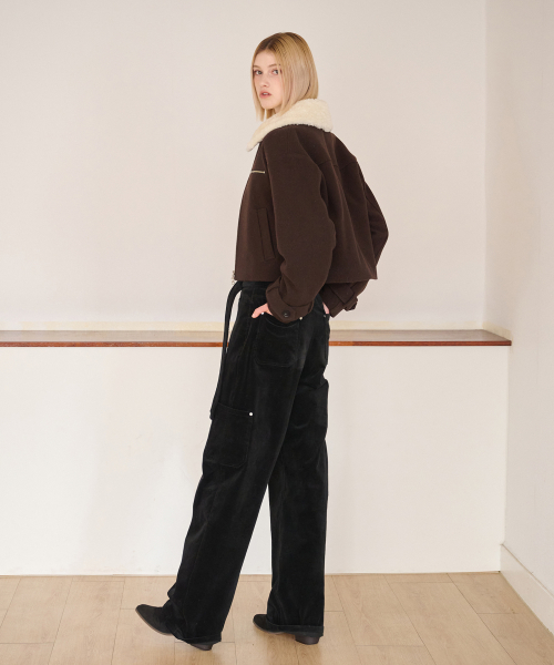 Fur Collar Wool Coat, Brown