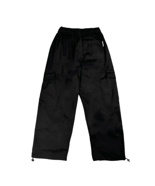 diagonal two-tuck cargo string pants (BLACK)