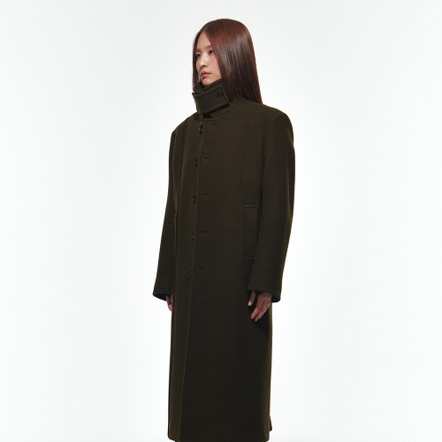 Raw Edge Single Breasted Coat [Taupe Brown]