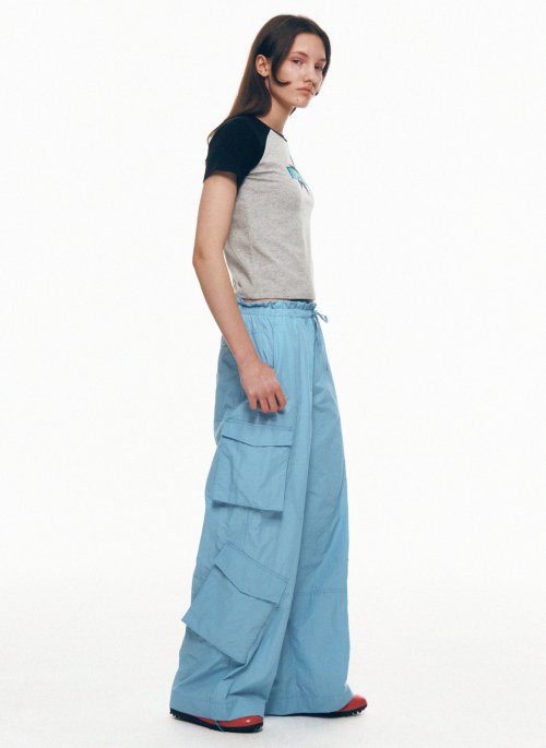 Нейлоновые брюки карго на завязках Light Blue