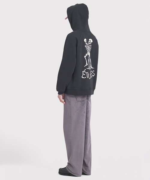 (M) Худи RACING SKELETONS HOODED TSHIRT BLACK WASHED