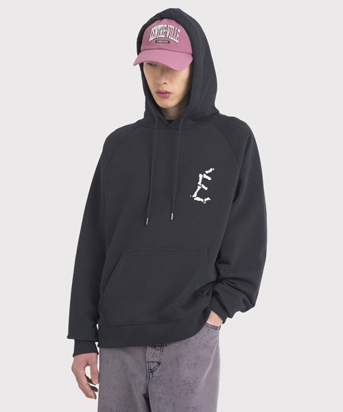 (M) Худи RACING SKELETONS HOODED TSHIRT BLACK WASHED