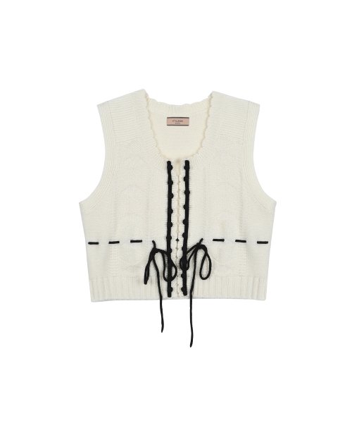 Petite Ribbon Knit Vest (2colors)