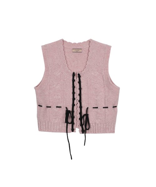 Petite Ribbon Knit Vest (2colors)