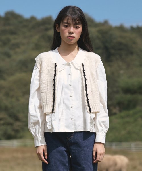 Petite Ribbon Knit Vest (2colors)