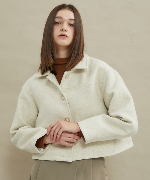 Короткое шерстяное пальто Cozy [Ivory]