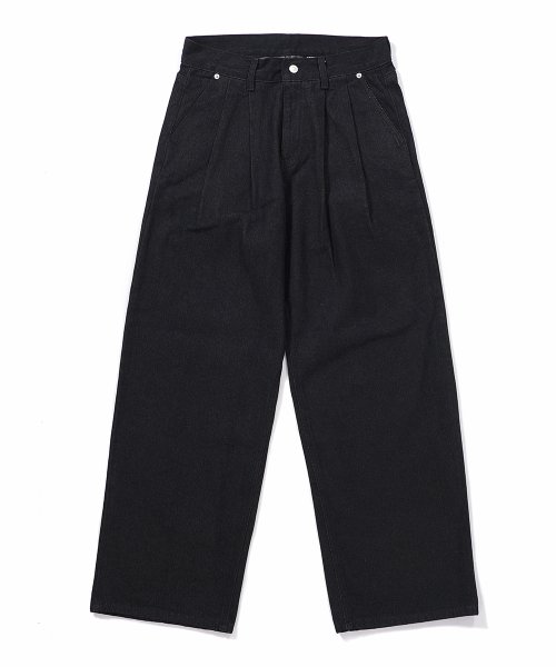 MUSINSA | GAKKAI UNIONS Two tuck basic wide denim pants black