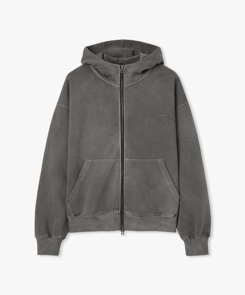Пигментное худи на молнии_CHARCOAL GREY