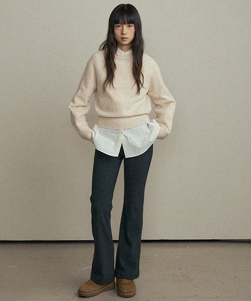 fleece banded pants-gray