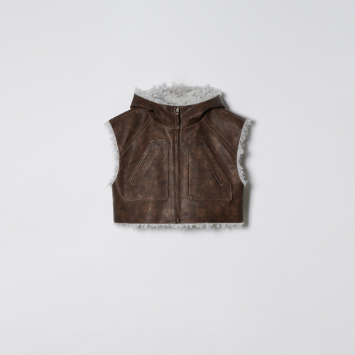 MUSTANG HOODIE VEST [BROWN]