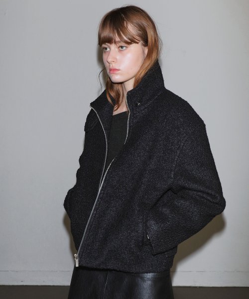 BOUCLE HALF COAT / BLACK