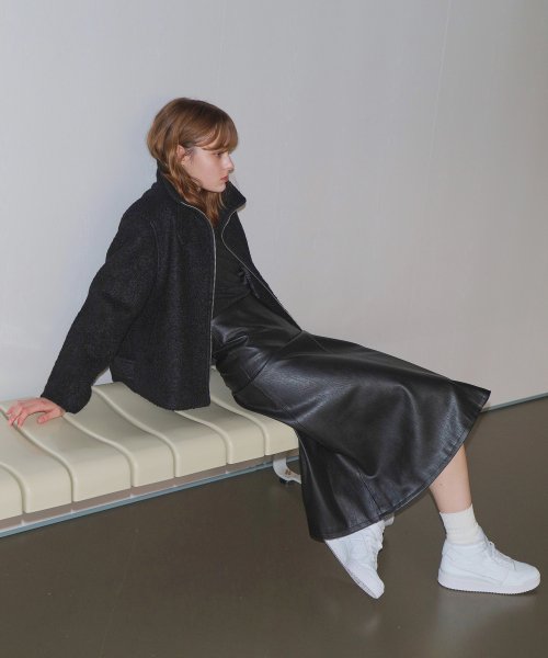 BOUCLE HALF COAT / BLACK
