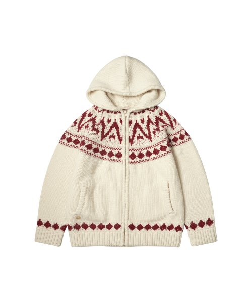 KN4242 Nordic knit hood zip-up_Cream