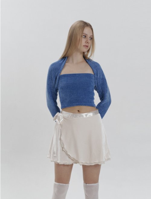 aileen knit top & bolero set - blue