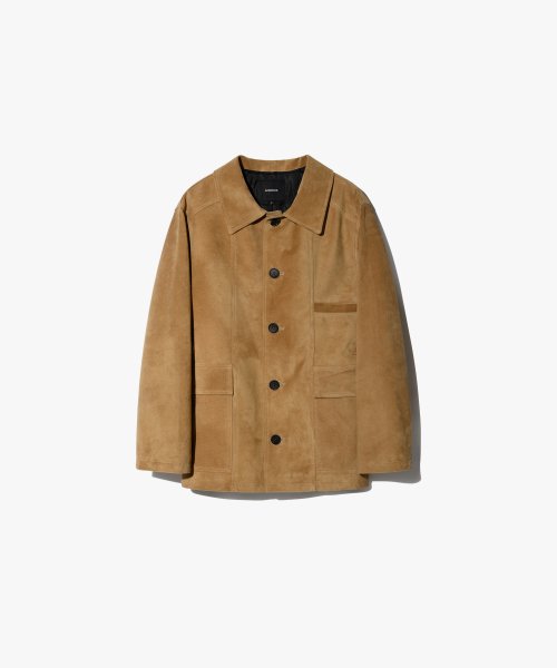 Single Suede French Coat - Camel