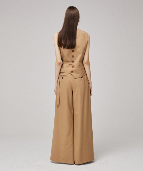 Signature unbalance pin tuck flare slacks