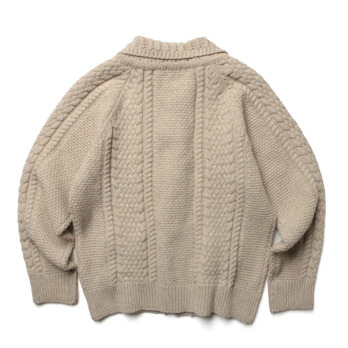 Кардиган из шерсти ягненка фактурной вязки с воротником - Cream
