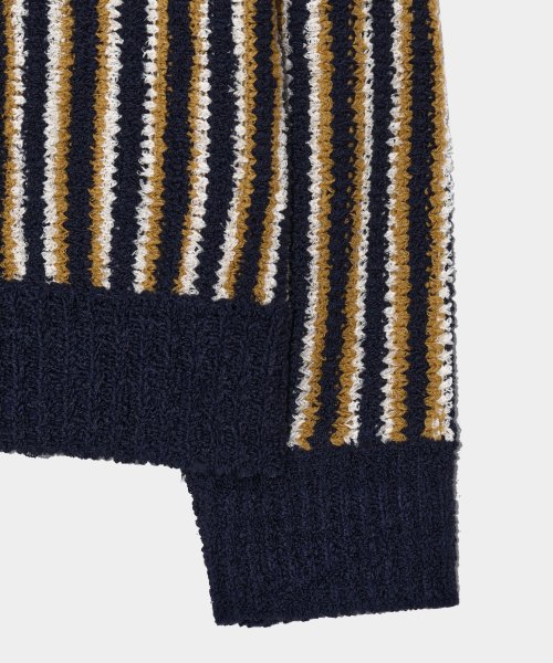 MUSINSA | SATUR Faro oversized wool blend striped cardigan sunset navy
