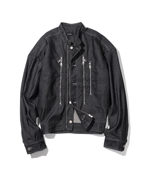 HIGH NECK BIKER DENIM MFHJK003-BK