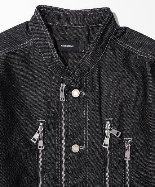 HIGH NECK BIKER DENIM MFHJK003-BK