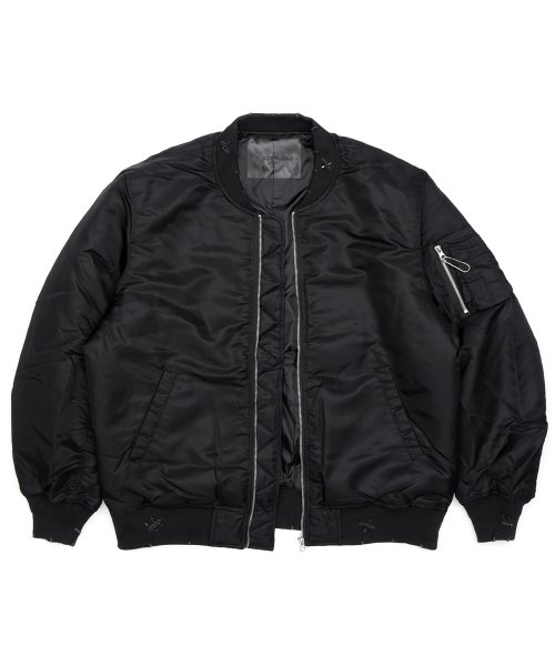 Бомбер MA-1 с рваными деталями и граффити-лого (Black)