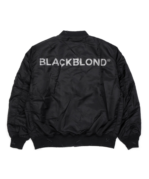 Бомбер MA-1 с рваными деталями и граффити-лого (Black)