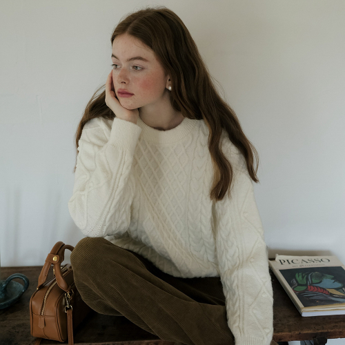 Cest_Twist pullover loose sweater_IVORY