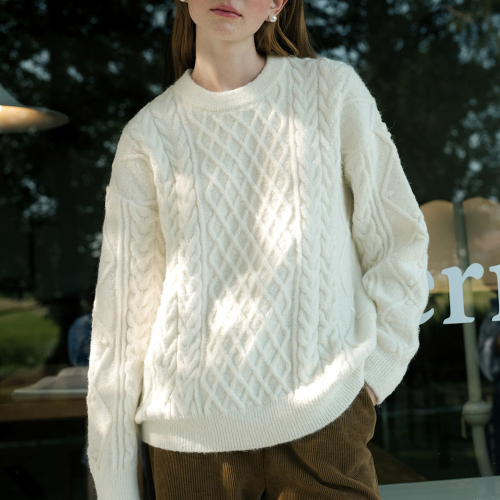 Cest_Twist pullover loose sweater_IVORY