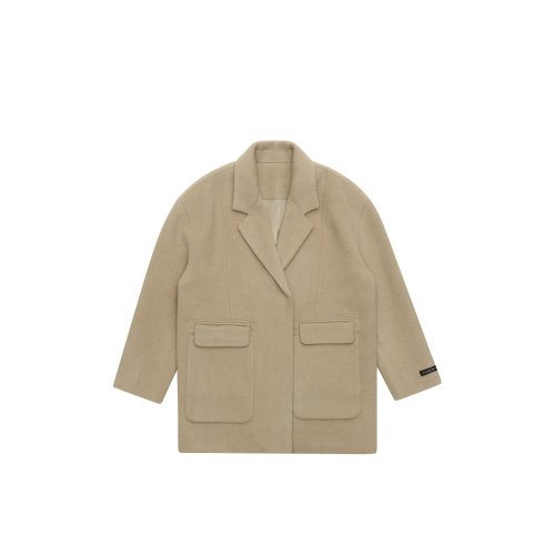 Шерстяное полупальто ручной работы на двух пуговицах, Beige