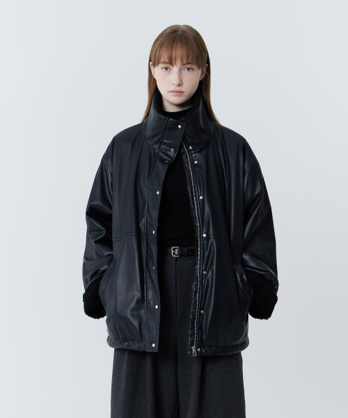Fluffy Winter Leather Jacket (Black)