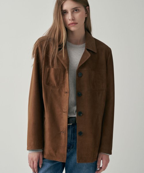 Замшевая классическая куртка (Camel Beige)