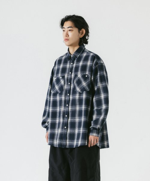 MUSINSA | ANGLAN Ombre Check Pocket Big Shirt