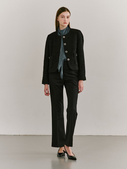 Boucle Tweed Stitch Jacket - Black