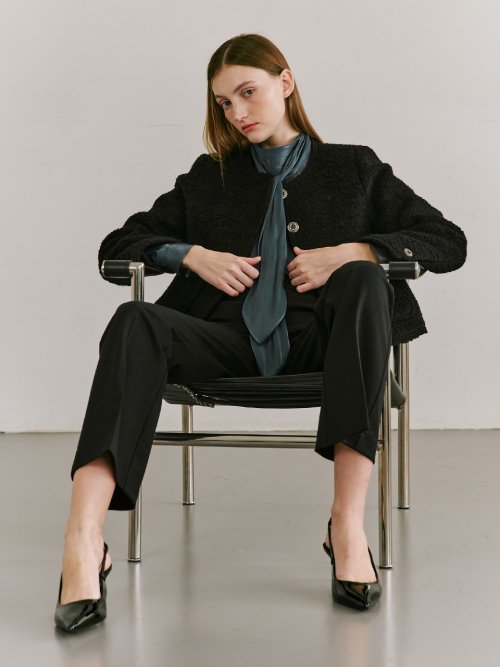 Boucle Tweed Stitch Jacket - Black
