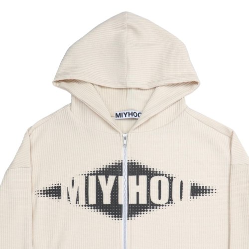 LOGO HOODIE KNIT ZIP-UP ( IVORY )