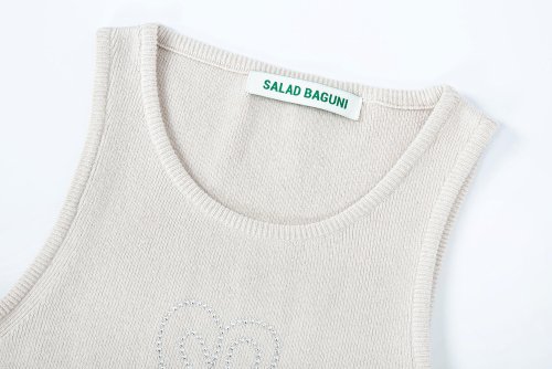 Hotfix Sleeveless Knit Top - beige