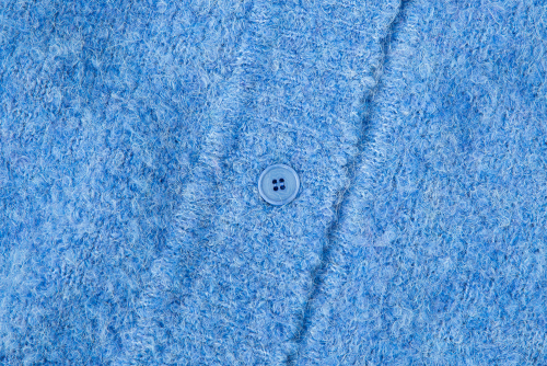 Oversized Wool Boucle V-neck Cardigan - blue