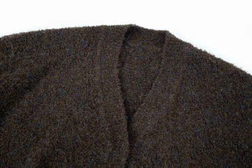 Oversized Wool Boucle V-neck Cardigan - brown