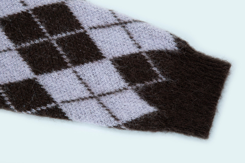 Argyle Silver Ball Pullover - purple brown
