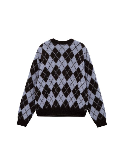 Argyle Silver Ball Pullover - purple brown
