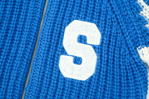 Barsity Zip-Up Cardigan - blue ivory