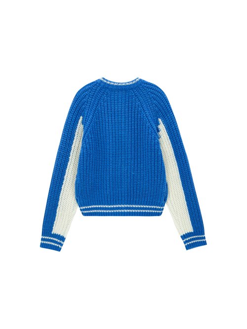 Barsity Zip-Up Cardigan - blue ivory