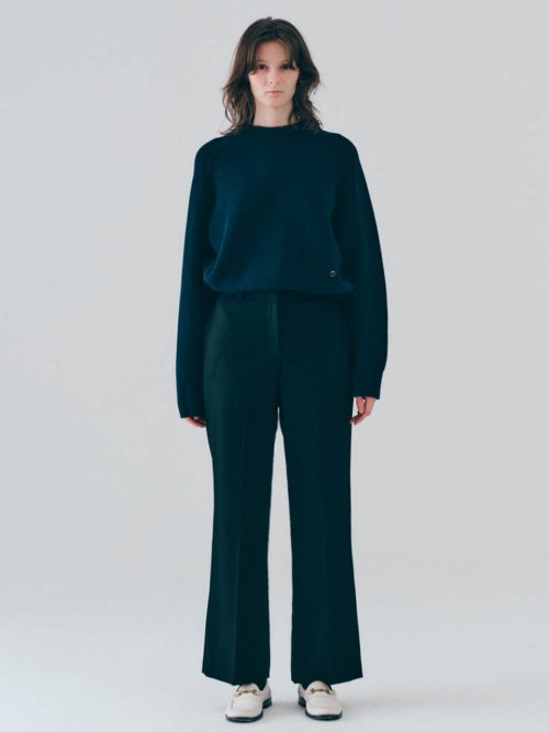 Wool semi-bootcut slacks