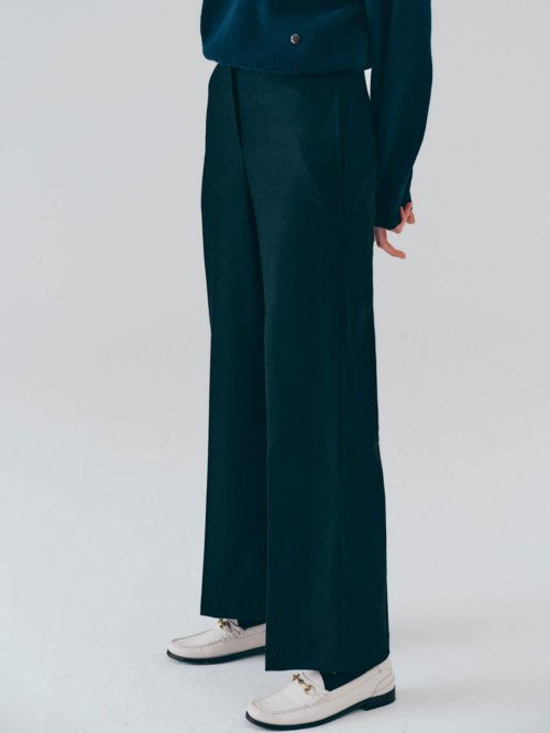 Wool semi-bootcut slacks