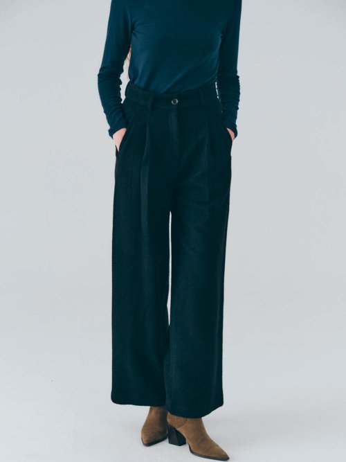 Wool boucle pants (Black)