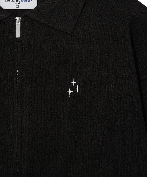NEB collar knit zipup (black)