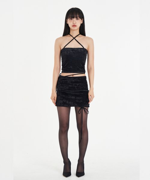 VELVET STRING TUBE TOP (BLACK)