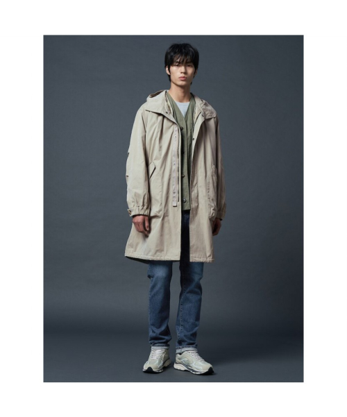 Cotton Blended Shutter Long Parka Beige