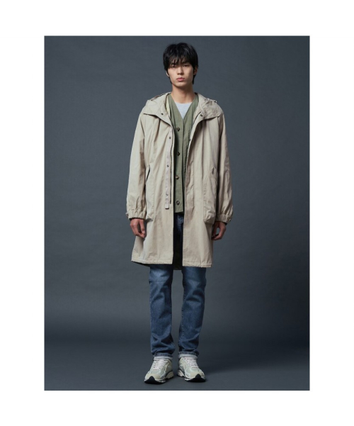 Cotton Blended Shutter Long Parka Beige