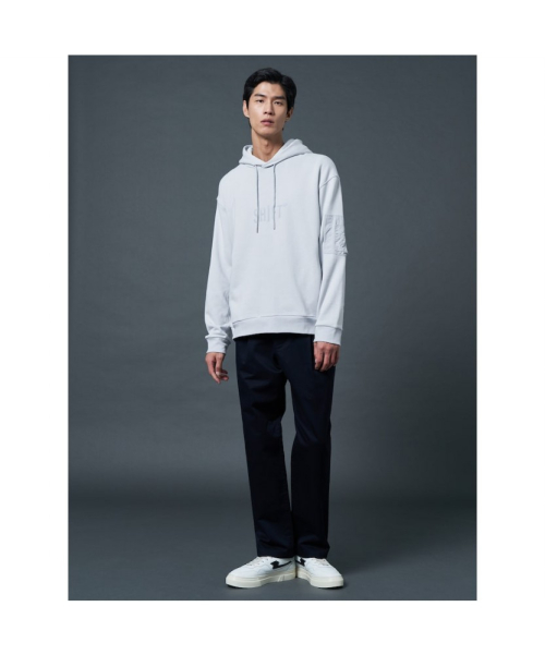 Cotton Logo Point Overfit Hoodie Light grey
